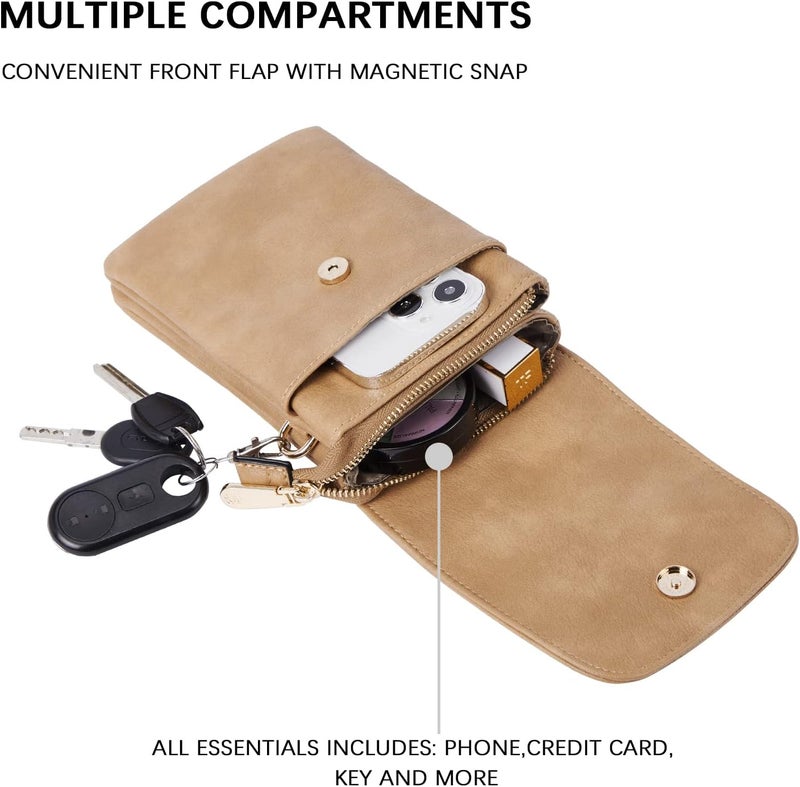 Bostanten Vegan Leather Small Crossbody Bags for Women Designer Cell Phone Bag Wallet Purses Adjustable Strap - Image 4